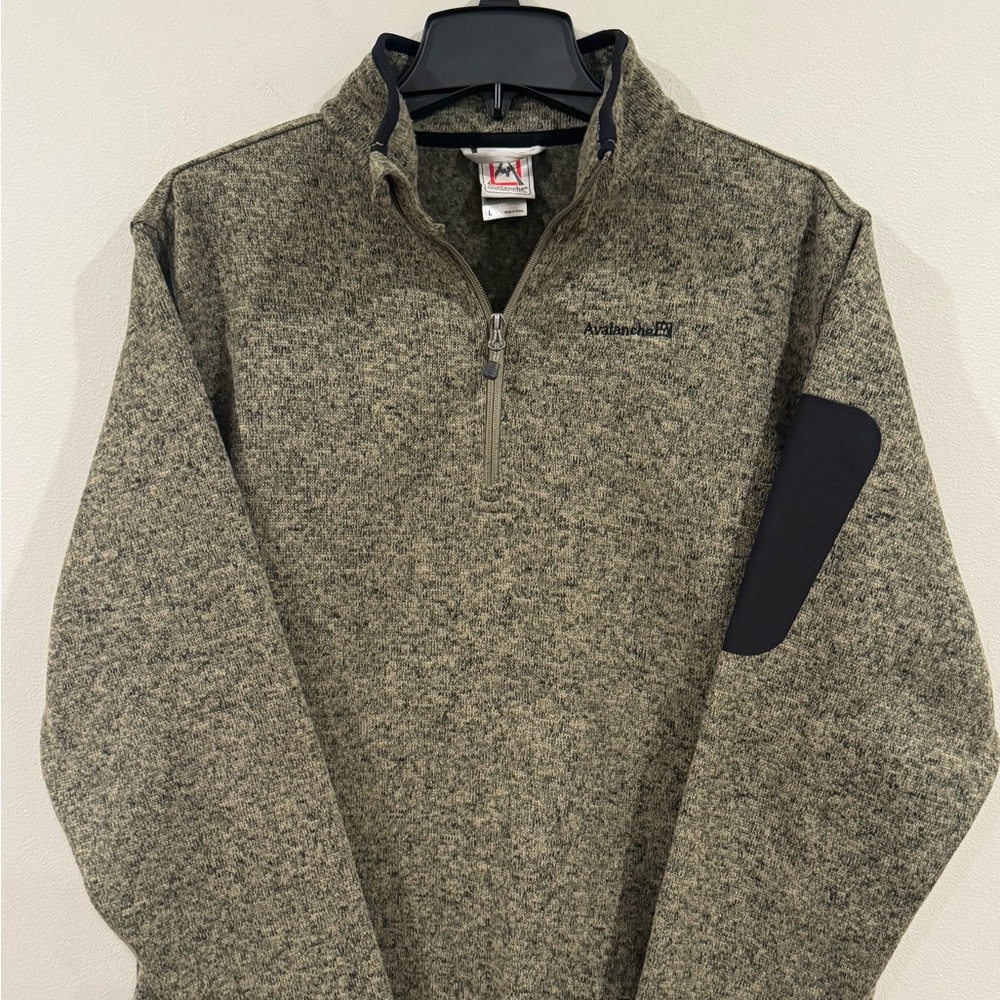 Avalanche Quarter Zip Sweatshirt Fleece Mens Large Outdoor Hiking Pullover Green